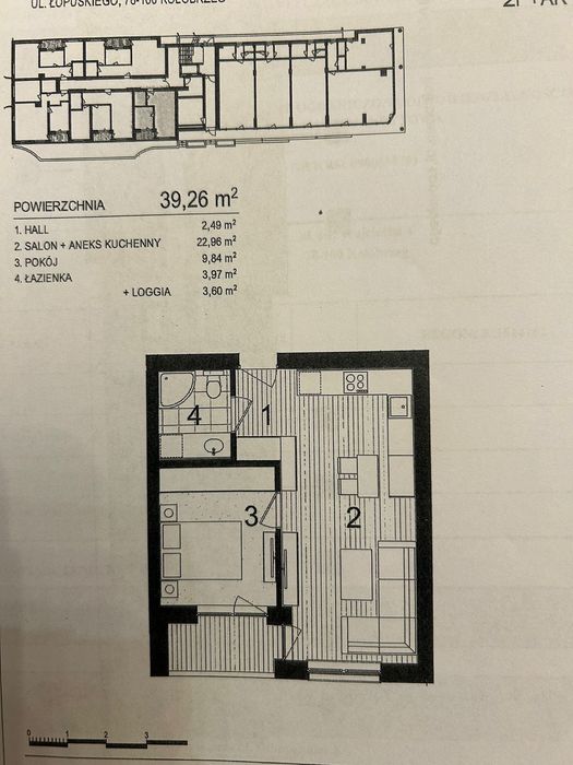 Mieszkanie Kołobrzeg 39,26m2 ul. Łopuskiego