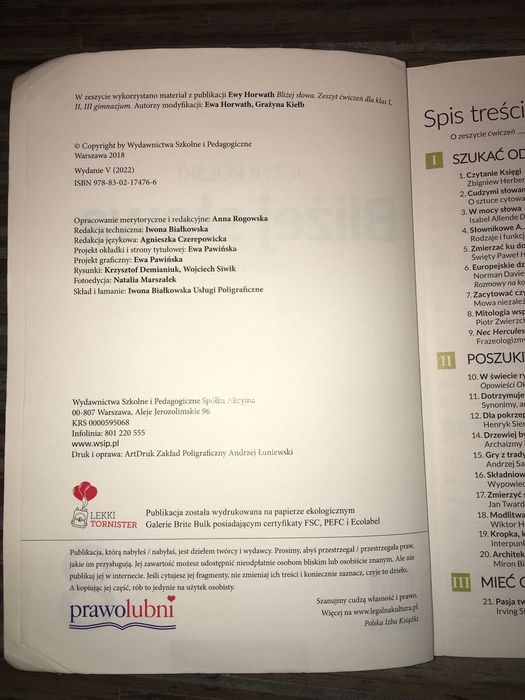 Bliżej słowa klasa 8. ćwiczenia J. Polski
