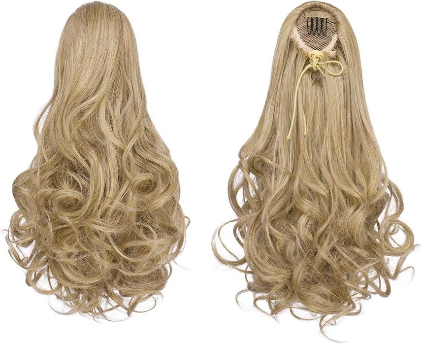 FESHFEN Syntetyczne przedłużenie włosów kucyk 38 cm mieszany blond