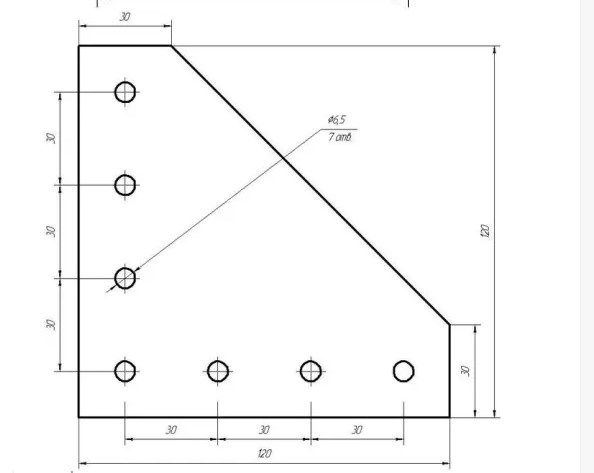 Угловой кронштейн для сборки 3д принтера. Сталь. Толщина 2,5 мм