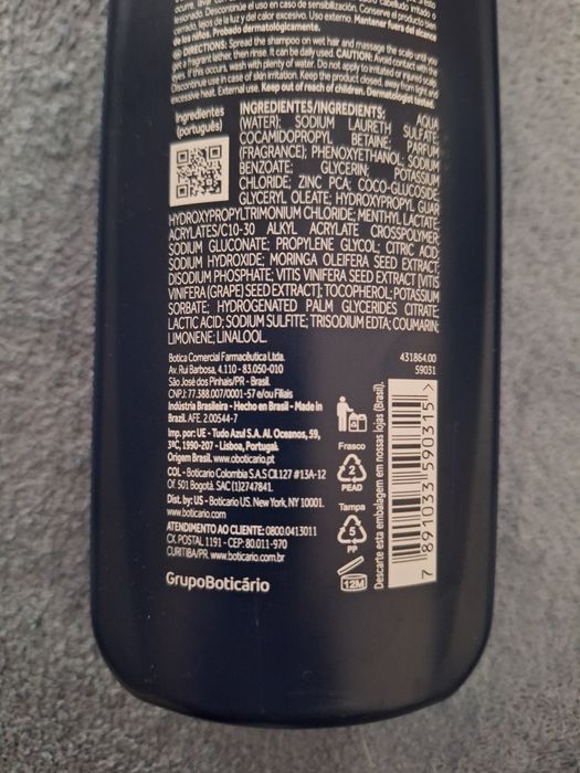 Champô AntiOleosidade Homem 250ml Boticário