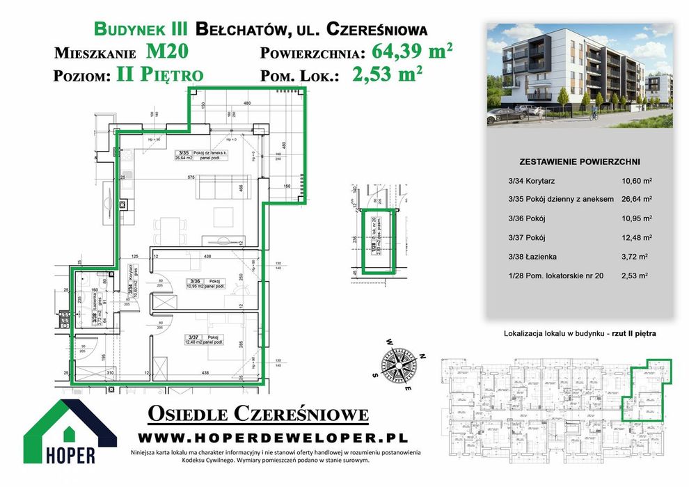 Mieszkanie 3 pokojowe - etap III osiedle Czereśniowe