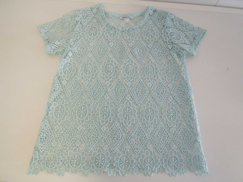 Tunica verde água em renda guipure