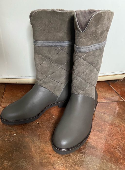 Сапоги жіночи на овчині шкірі замша