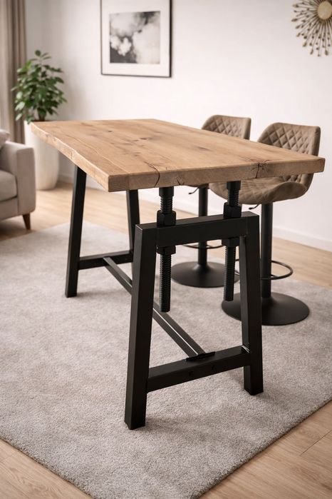 Stół z litego drewna – styl industrialny