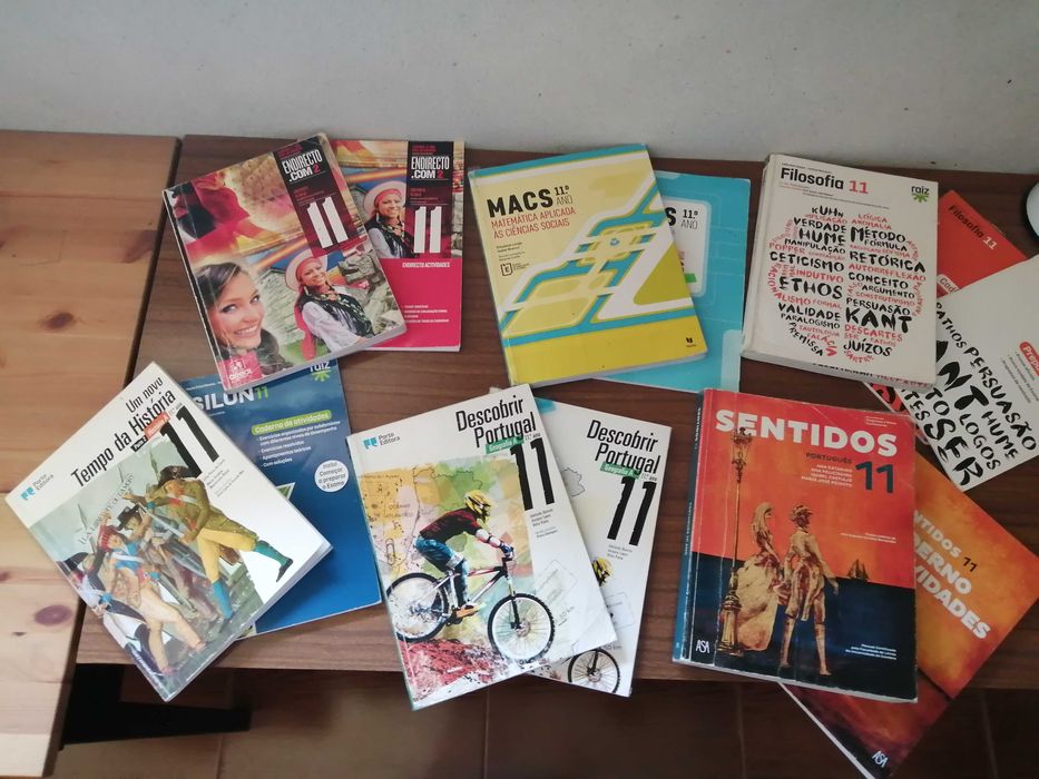 School textbooks and workbooks for 11th grade (math, Spanish, history, MACS, philosophy, geography, Portuguese)64584615657729120