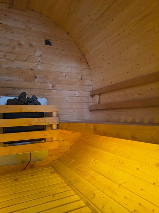 Sauna ogrodowa beczka 4-5 osób | 95 mm | piec 6 kW | transport