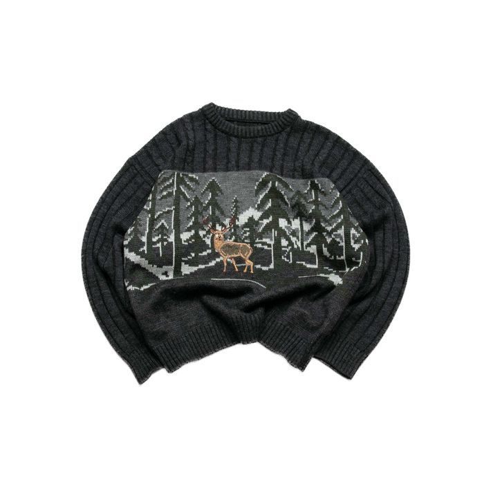 Vintage sweter z haftem Jeleń S