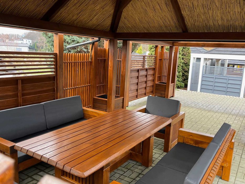 meble ogrodowe, meble drewniane, zestaw mebli drewnianych