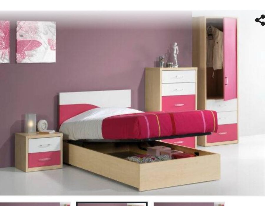 Cama com estrado elevatório e colchão incluído 195x95cm