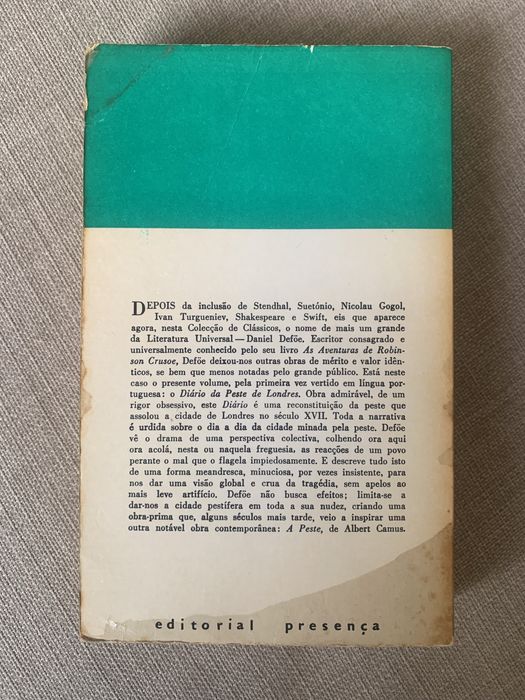 Diário da Peste de Londres, de Daniel Deföe