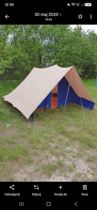 Kultowy namiot PRL Legionowo 4/5 osobowy retro vintage klasyk camping, kompletny ​namiot retro PRL Aviotex Fiat 125p, maluch
