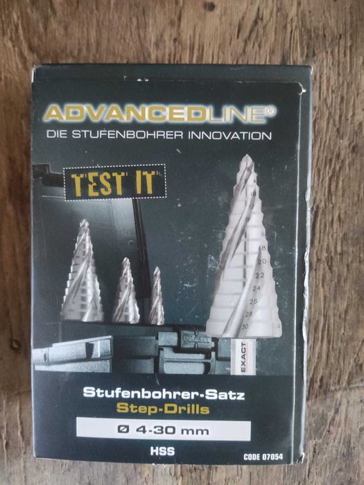 Zestaw wierteł stopniowych EXACT Advancedline HSS 4–30 mm – NOWY