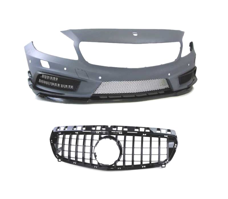 PARA-CHOQUES FRONTAL MERCEDES W176 A45 12-15 LOOK AMG + GRELHA COM SENSORES