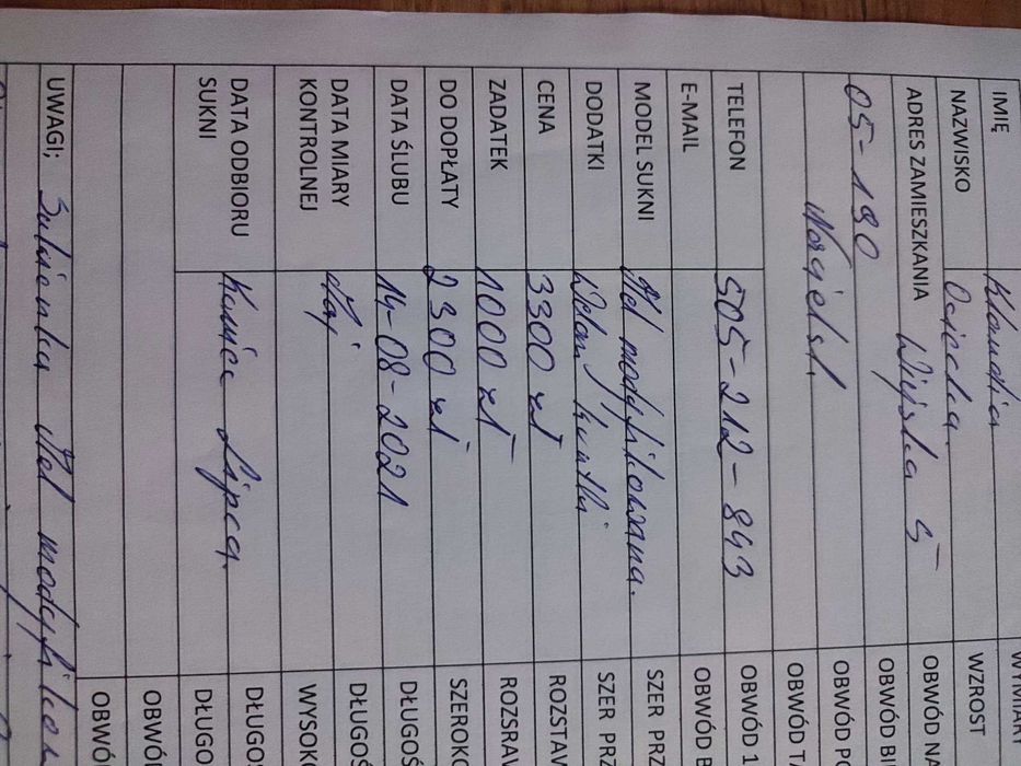 Suknia Ślubna  szyta na miarę