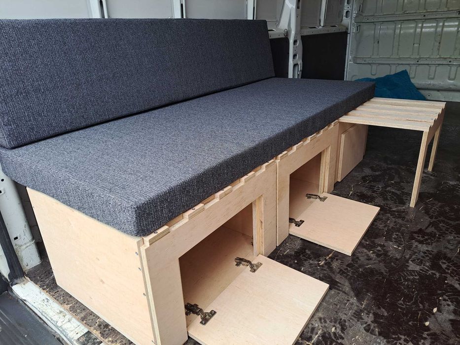 Łóżko do kampera rozsuwane kamperbox  3 skrzynie zabudowa do busa