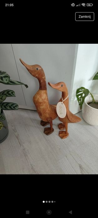 2 kaczki Dcuk duża i mniejsza drewniane