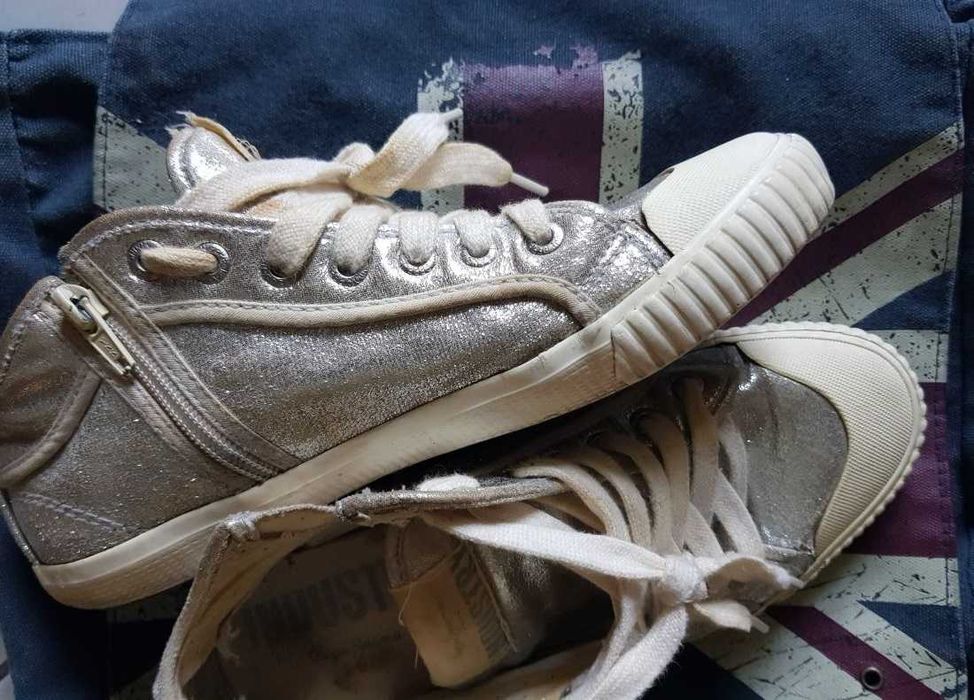 Pepe Jeans Industry trampki  tenisówki srebrne metaliczne sneakersy
