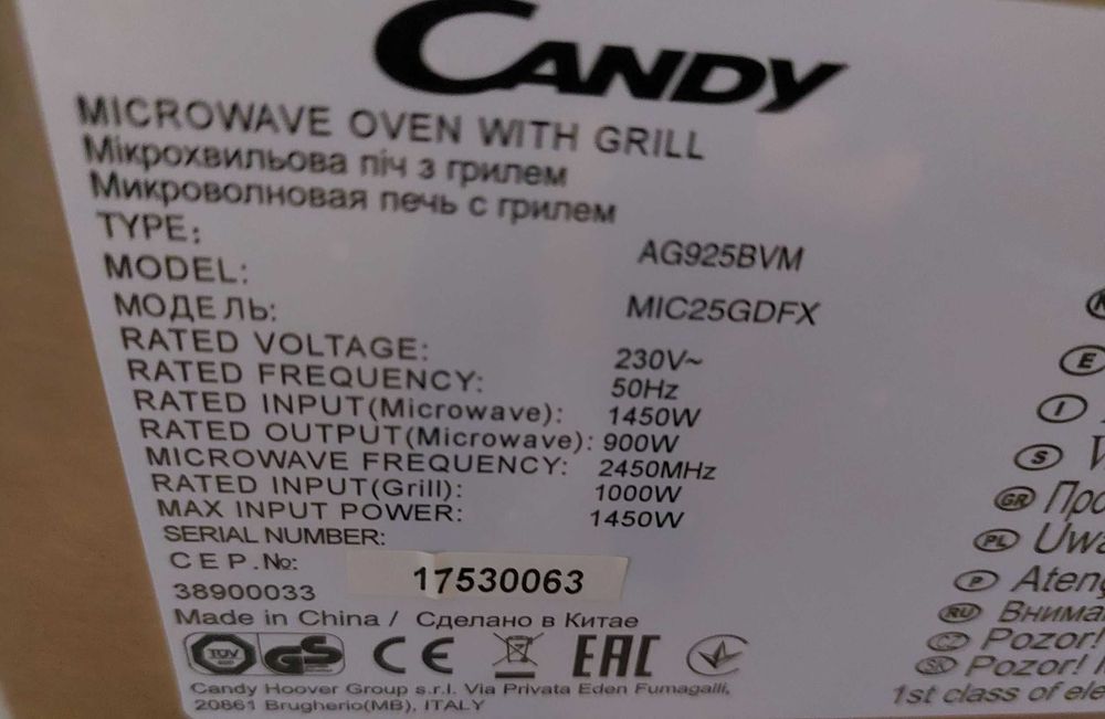 MicroOndas de encastrar Candy - utilizar para peças