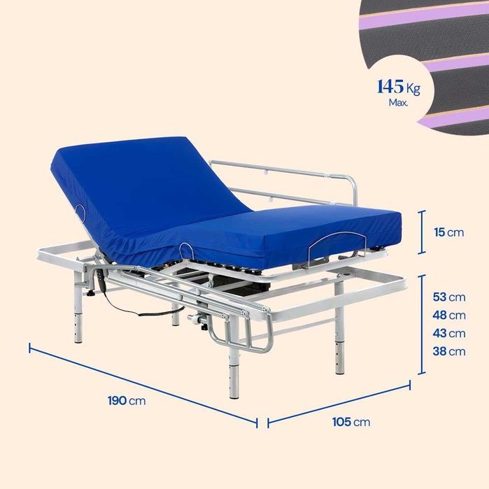 Cama Articulada + Colchão Sanitário Viscoelástico Impermeável