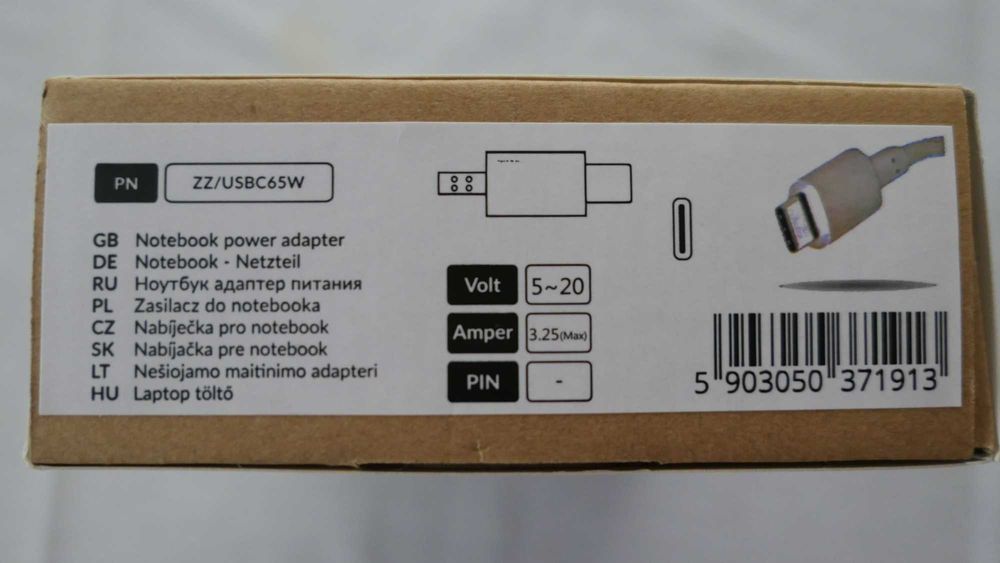 Nowy Zasilacz do MacBook'a usb-c MOVANO 65W 20V PC ZZUSBC65W