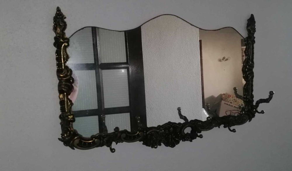 Vintage Coat Rack / Cane Stand with Mirror