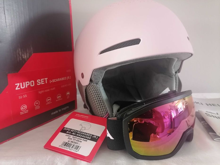 Kask narciarski dziecięcy Alpina Zupo Set Rose Scarabeo S 51-55cm