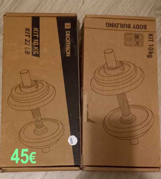 Par de Halteres 20Kg + Brinde - Marca Decathlon - Como novos