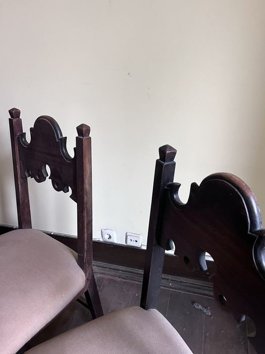 Conjunto de 5 cadeiras antigas de madeira maciça sala de jantar