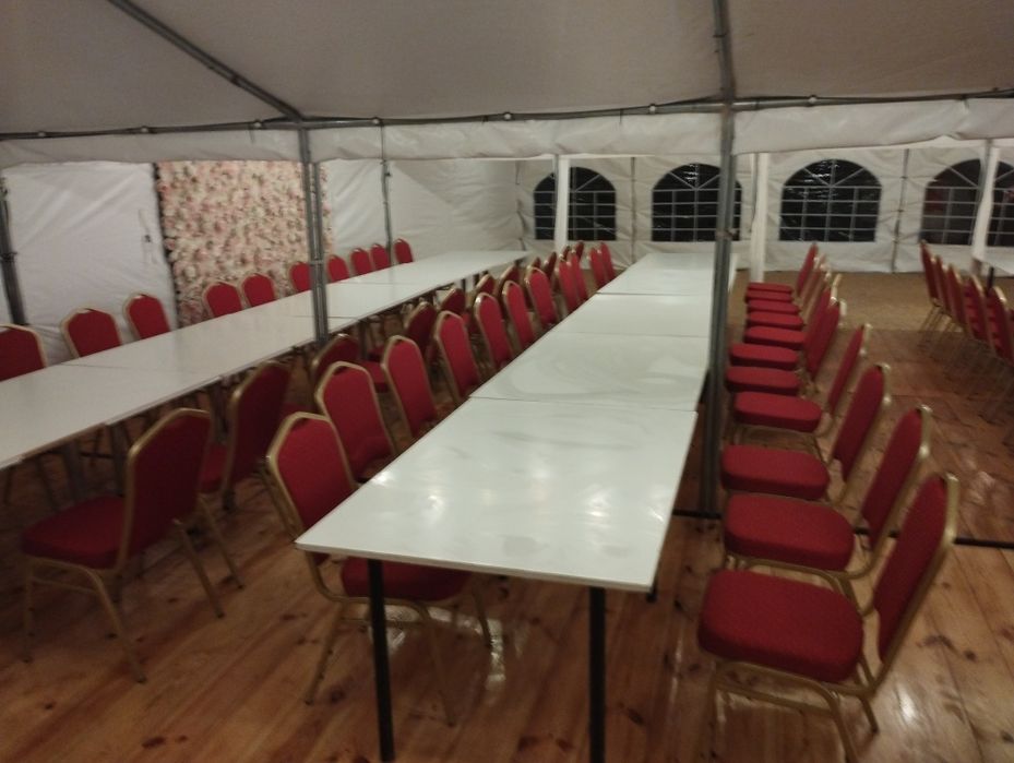 Wynajem namiotów stołów krzesła montaż i demontaż gratis . Katering.