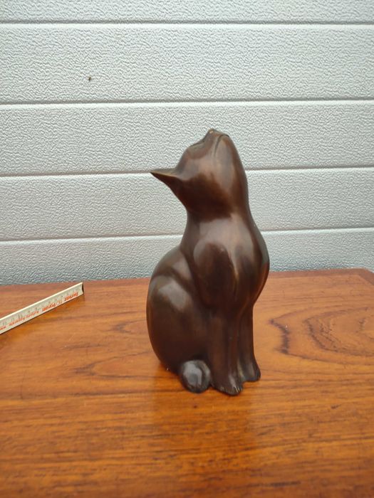 Figurka kota - Brąz / Miedź - ciekawy design - vintage - A