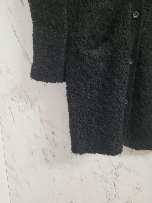 Kardigan 36 S M sweter płaszcz COS 100% wełna bouclé czarny guziki
