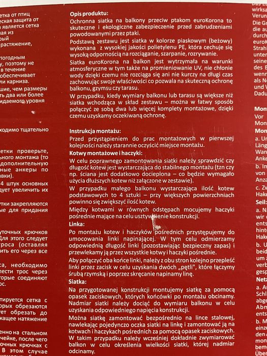 Siatka ochronna przeciw ptakom