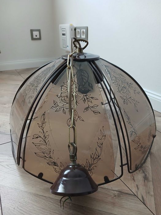 Lampa wisząca i stołowa w komplecie zestaw 2 szt. brązowe
