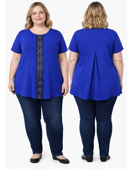 Tunika chabrowa z przedłużanym tyłem 4XL - 58/60