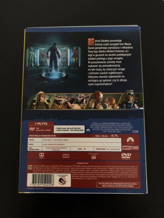 RAZ OTWIERANY Iron Man 3 Marvel dvd