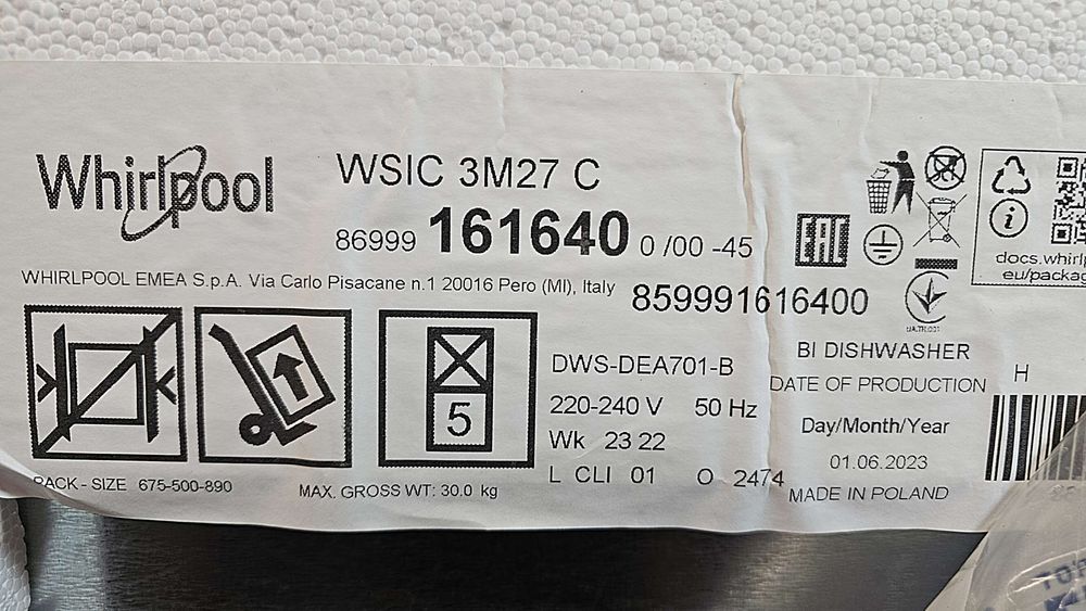 Посудомийна машина Whirlpool WSIC 3M27 C