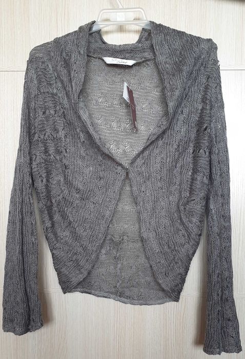 Sweterek wdzianko szary ażurowy wzór M