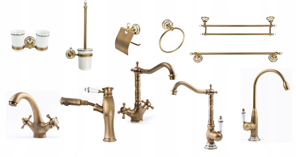 MSA28-710A Półka prysznicowa koszyk RETRO stare złoto