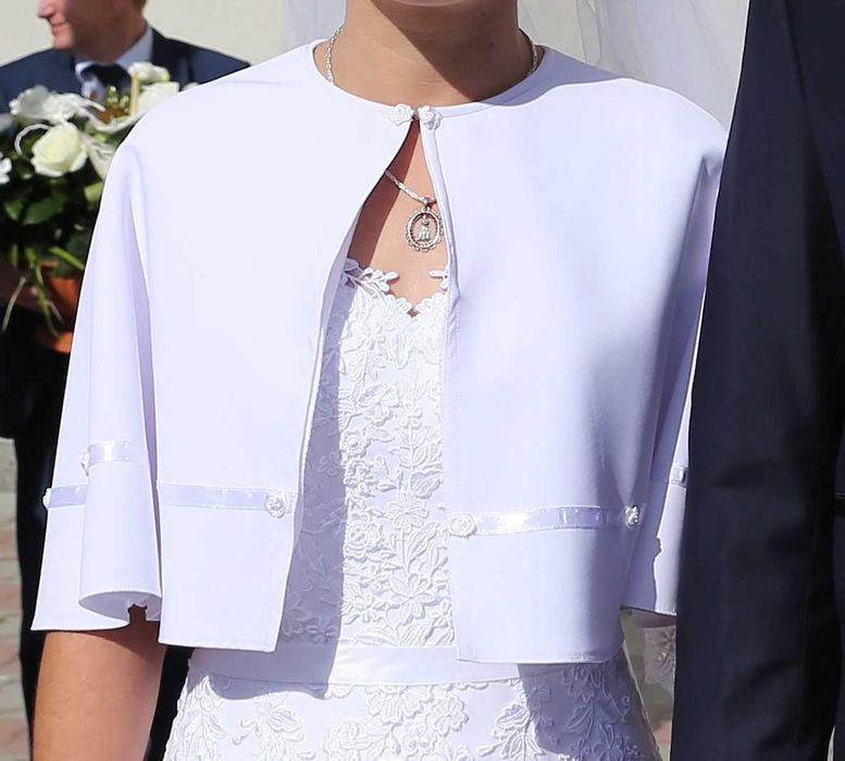 Pelerynka ślubna, biała, szyta na zamówienie