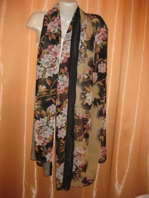 легкий парео шарф шаль платок накидка темний чорний шифоновий