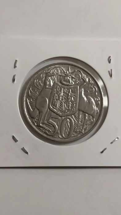 Moeda de prata 800,de 50 cents Austrália, 1966.