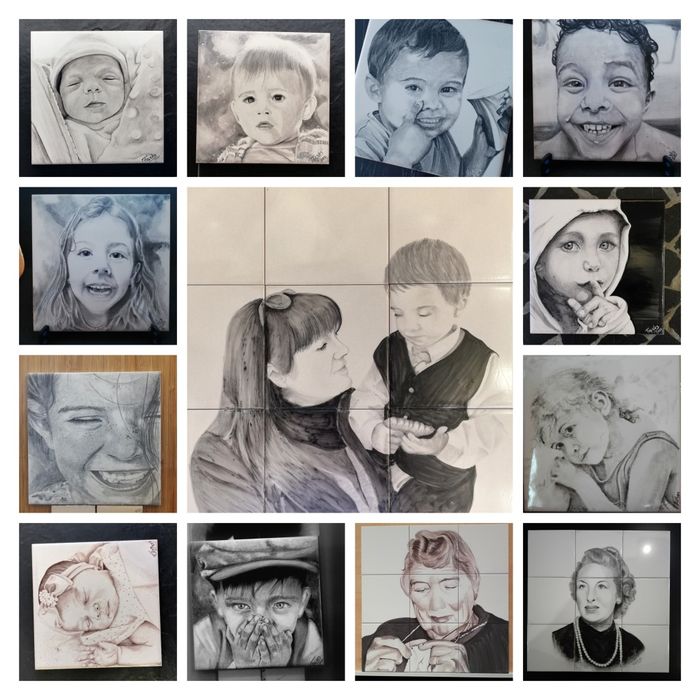 Retratos em azulejo