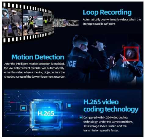 CAMMHD C8-32G Body Camera, 1296P with Audio and Video64409184848899124