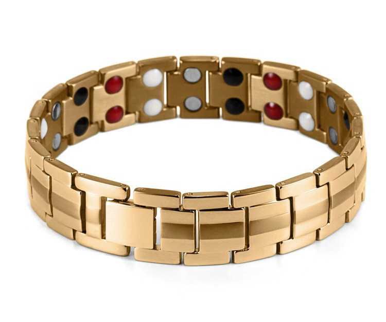 Elegancka ZŁOTA ZDROWOTNA bransoleta bransoletka męska MAGNETYCZNA !