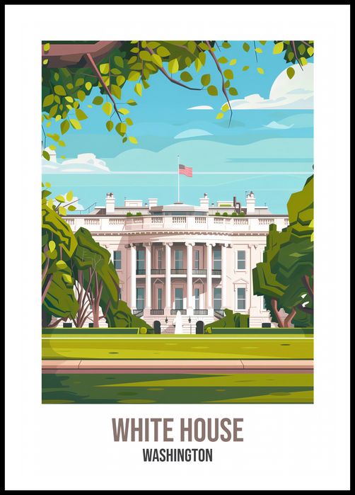 Plakat 68x98cm White House, Washington