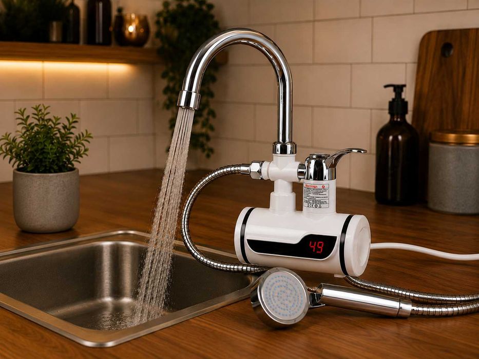 Проточний водонагрівач Water Heater MP5208 міні бойлер кран з підігрівом води душ 3000Вт LCD дисплей настінний водонагрівач бойлер на кран