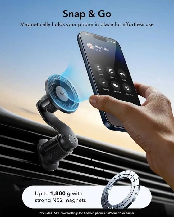 Магнитный автодержатель ESR OmniLock Magnetic Air Vent Car Mount Black