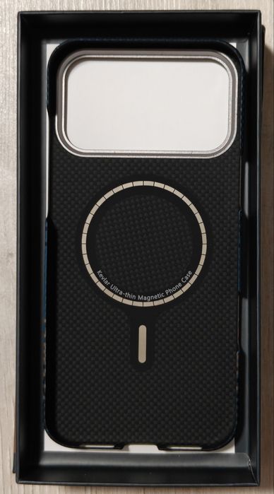 Чохол Kevlar Aramid Carbon Blue для iPhone 17 Pro Max + MagSafe