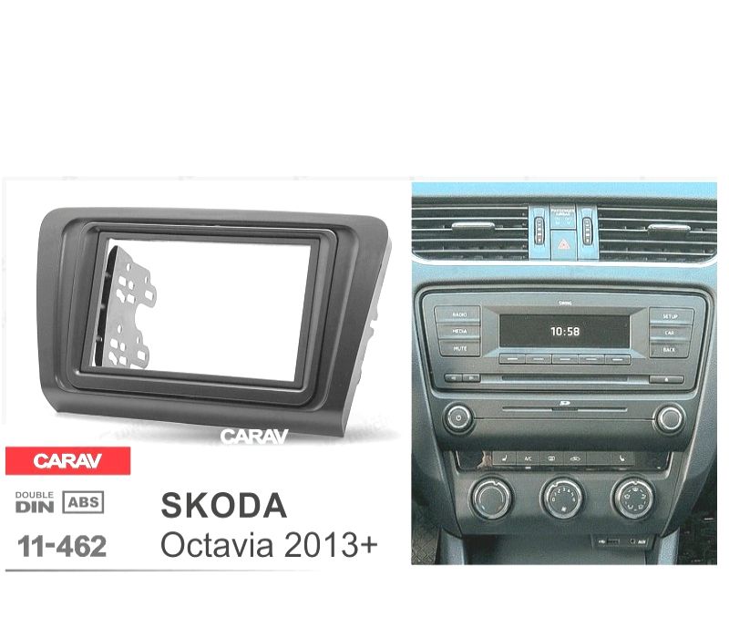 MOLDURA ADAPTADOR PRETO PARA RADIO 2-DIN PARA SKODA OCTAVIA 13+
